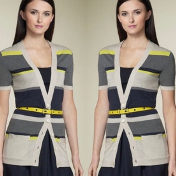 Theory gwenyth striped cardigan sweater S - Picture 2 of 9